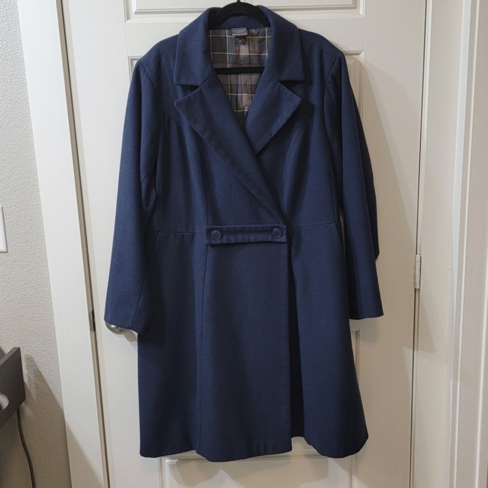 Outlander Navy Double Breasted Swing Coat
